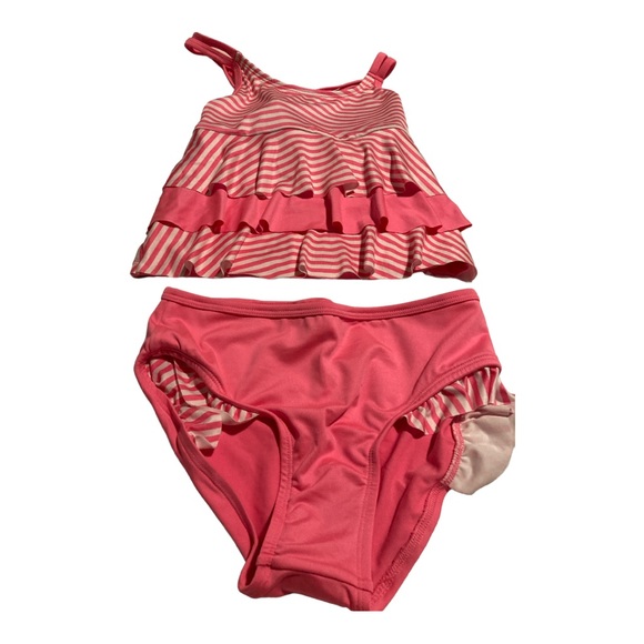 Bobby Brooks pink stripe ruffle size large bikini - Picture 1 of 4